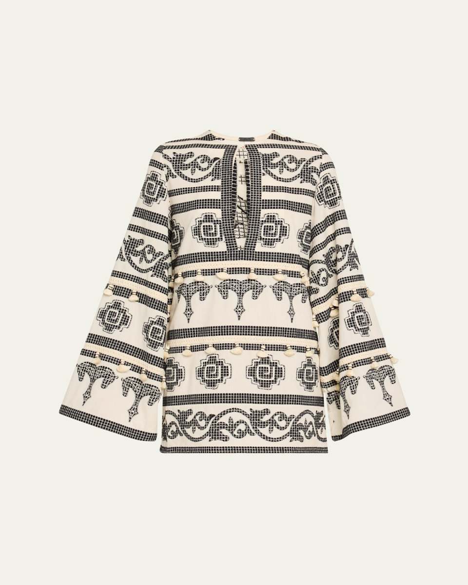 Temple Embroidered Mini Dress